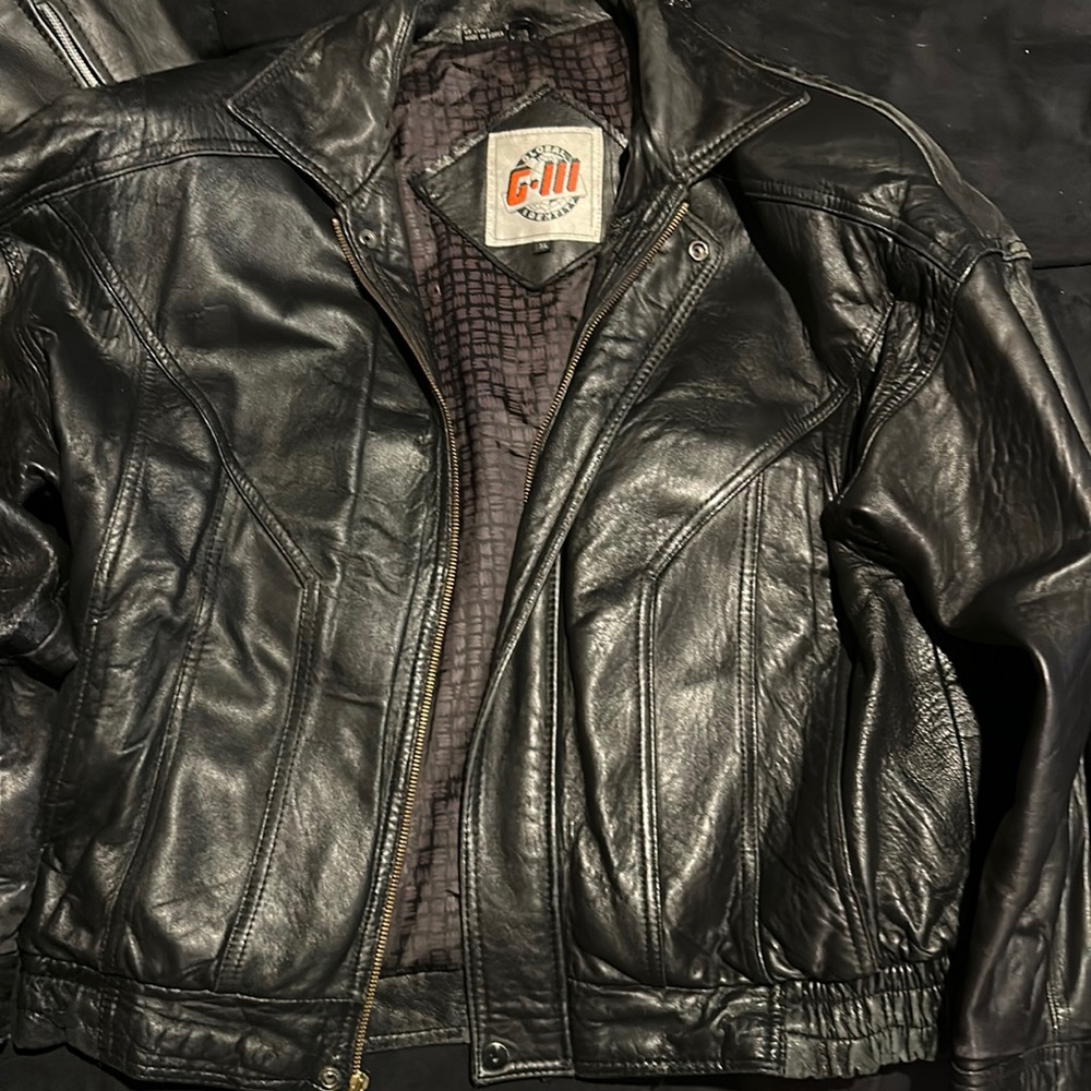 vintage global identity leather jacket
